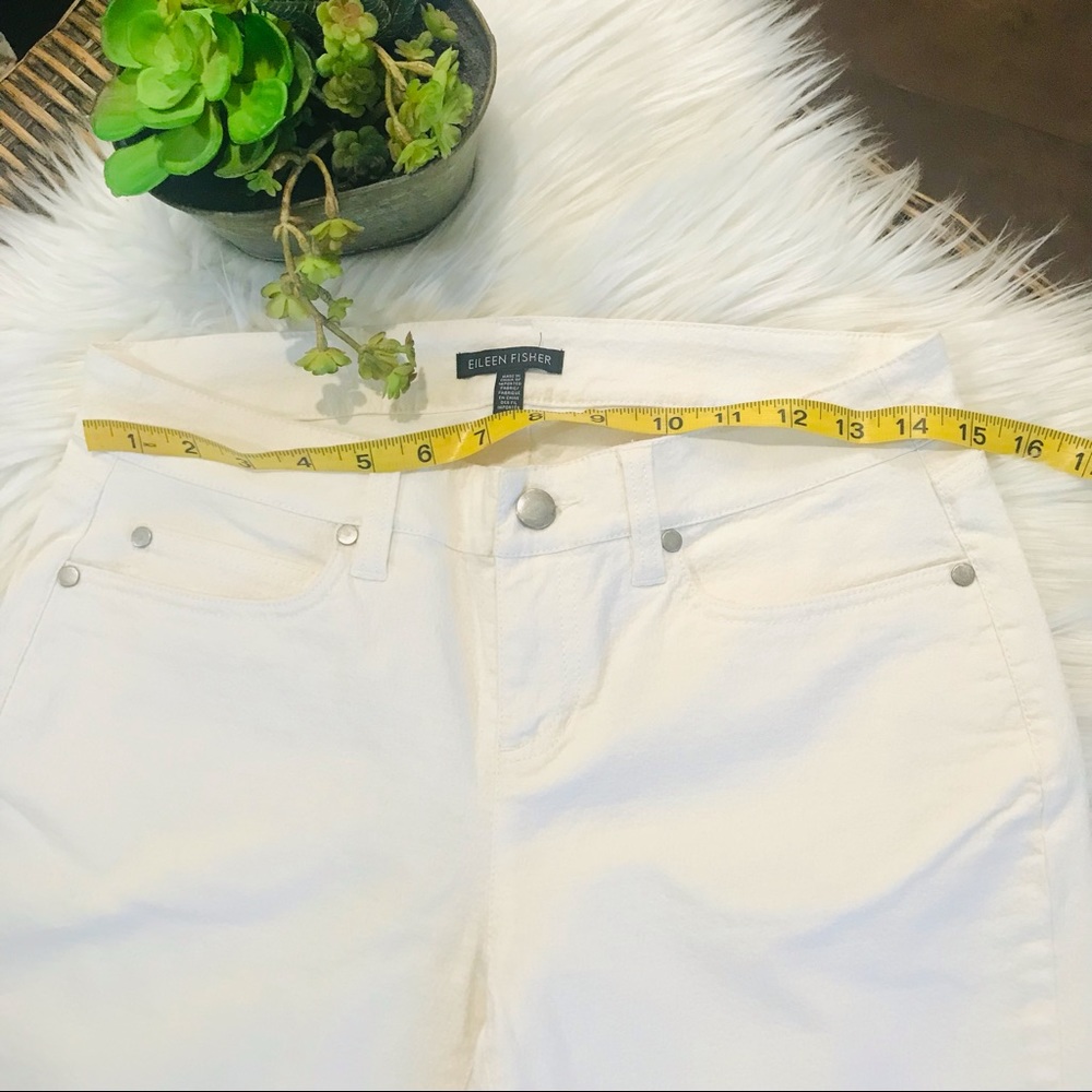 Eileen Fisher Off White Textured Skinny Pants Sz 4 - Picture 9 of 11